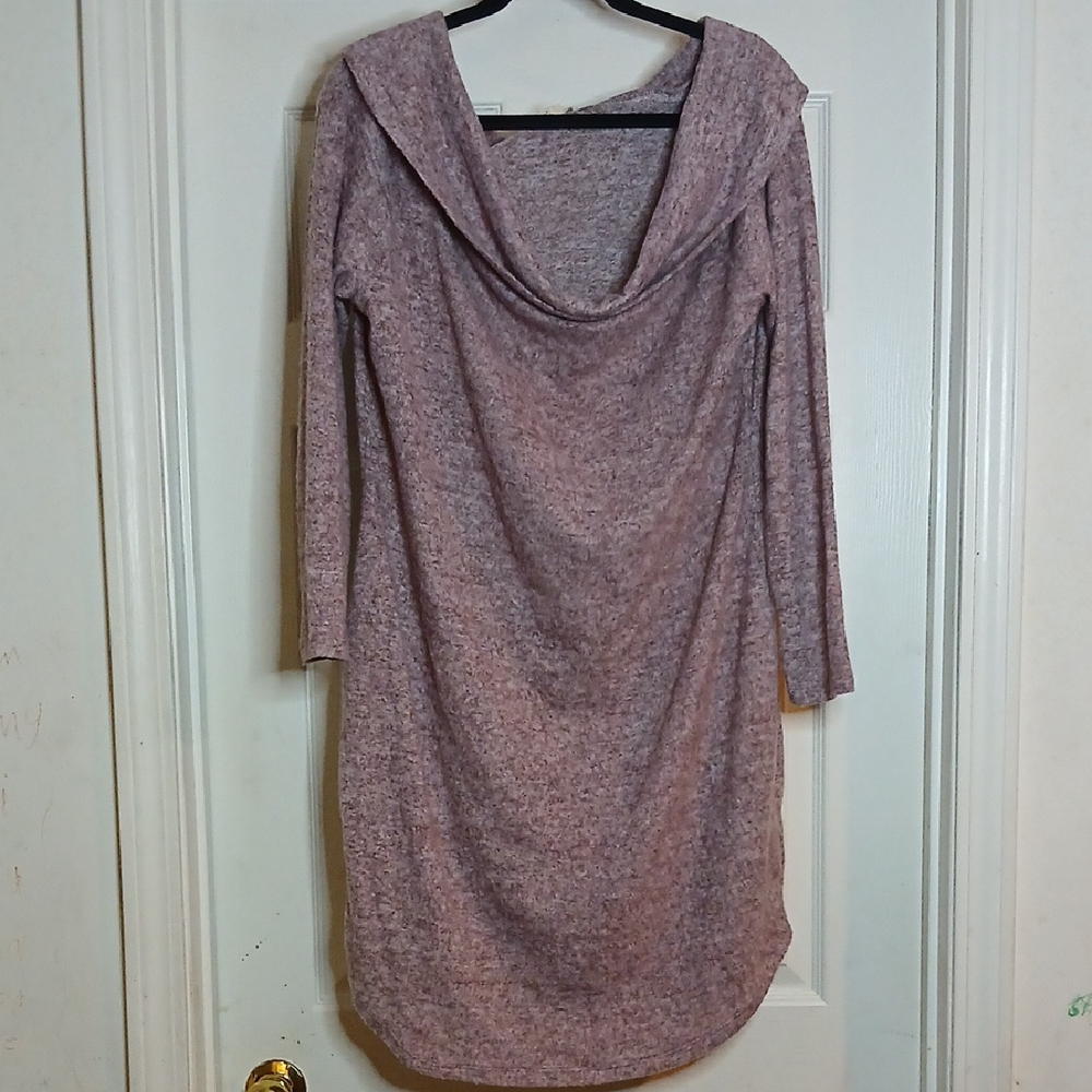 No Comment Plus Pink Cowl Neck Midi Sweater Dress Size 2X